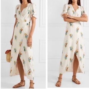 Madewell Ruffle-Sleeve Maxi Dress in Classic Corsage Floral Cream Sz 0 L3303